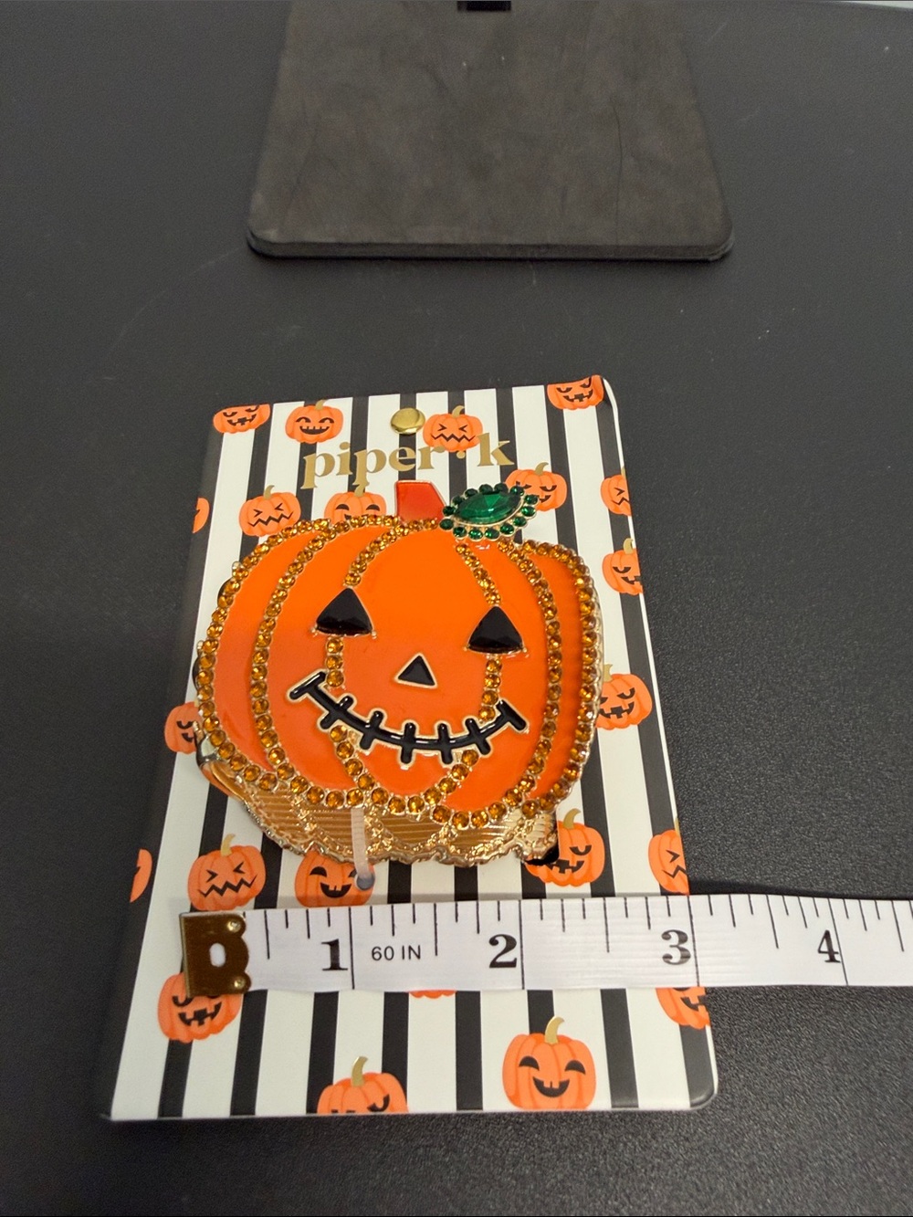 Piper K | October Fun Pumpkin Metal Hair Clip w/ Rhinestone Accents 🎃 - Picture 7 of 7